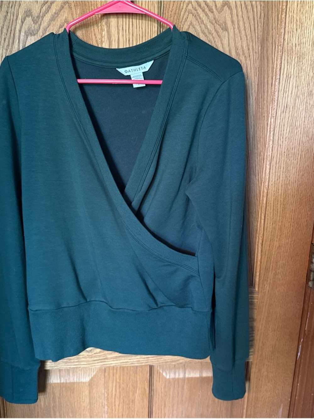Athleta Deep Green Wrap-Front Pullover